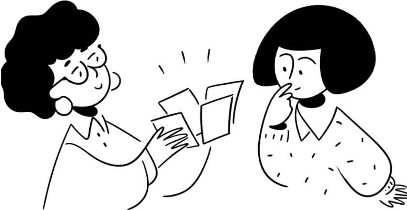 비영리 팀원과 협력하는 컨설턴트 일러스트