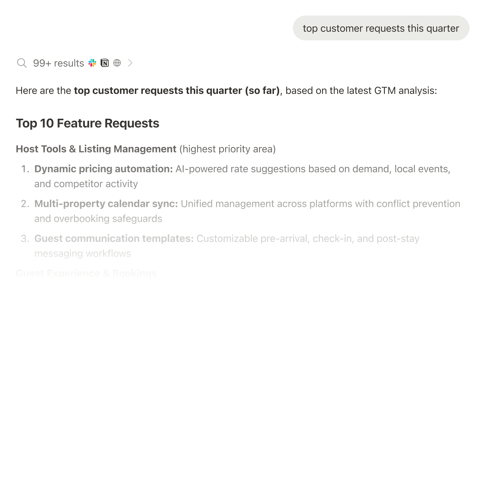 Search results showing information from Slack, Google Drive, and Jira
