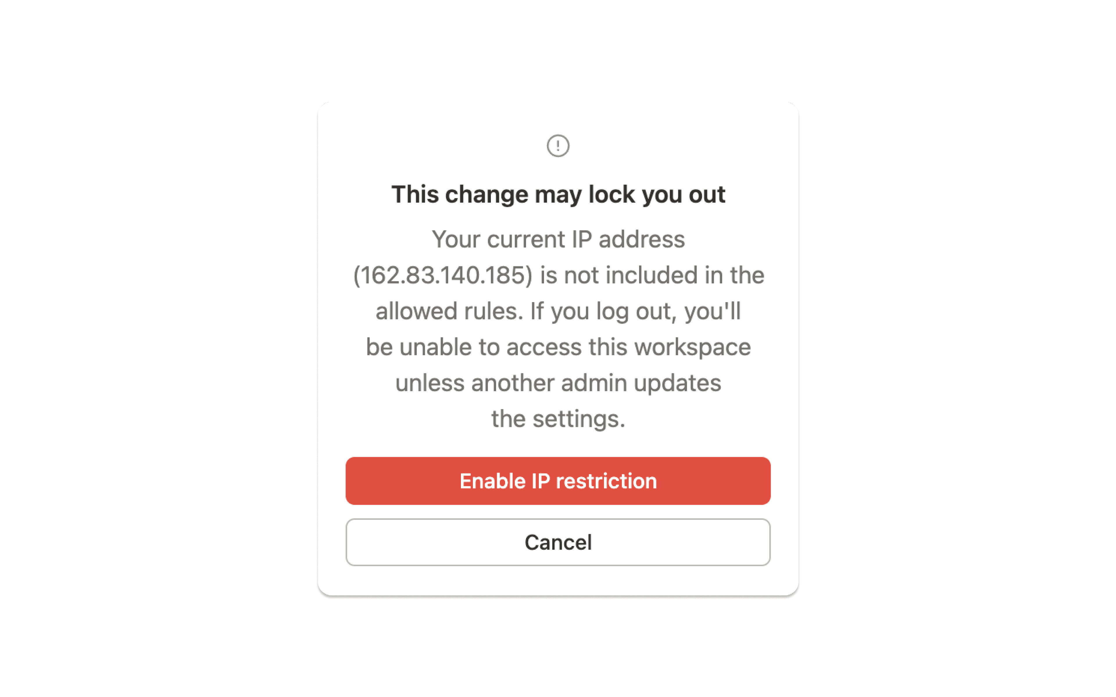 도움말 센터: 제한된 IP 주소 로그인 오류