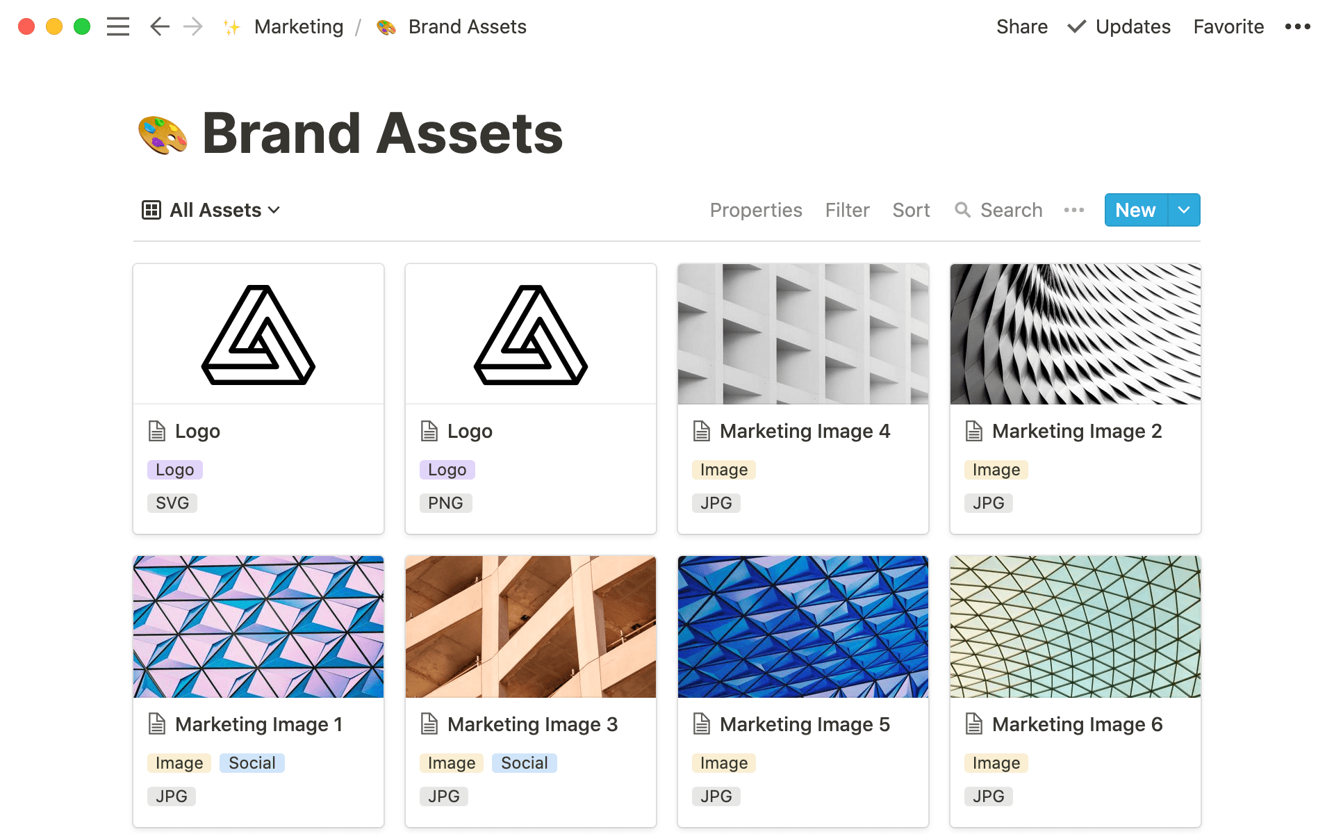 Navigating anything visual in a gallery view is a breeze. Plus, each card is its own page containing necessary files or information.